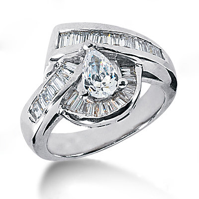 3.51 Ct. pear cut engagement ring gold diamonds F VVS1
