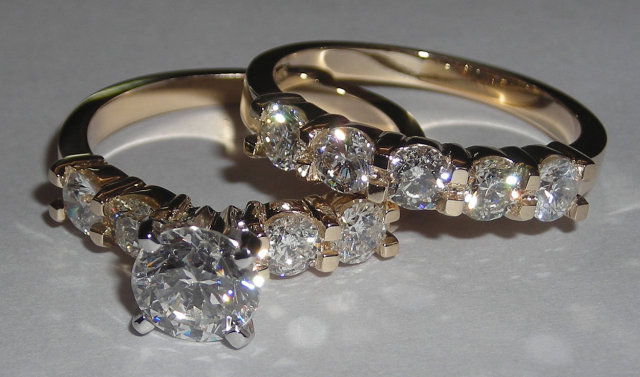 3.76 carat diamond engagement ring band set yellow gold