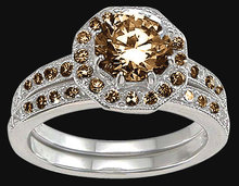Champagne diamonds engagement ring & band set 4.25