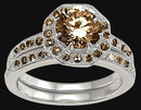 Champagne diamonds engagement ring & band set 4.25