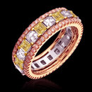 4 ct. pink yellow white diamonds eternity wedding band