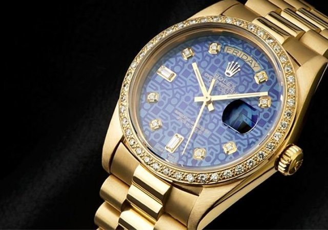 Rolex President 18K solid gold mens watch blue dial