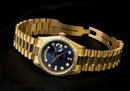 Rolex President 18K solid gold mens watch blue dial