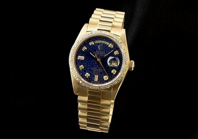 Rolex President 18K solid gold mens watch blue dial