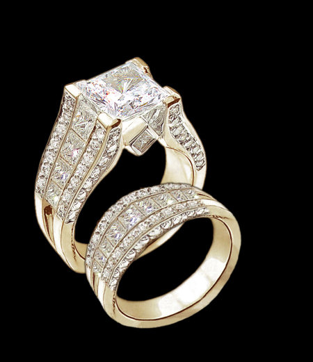 5.01 Ct. diamonds engagement ring band set yellow gold