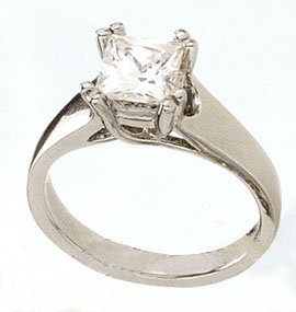 2.01 carat PRINCESS solitaire DIAMOND RING engagement