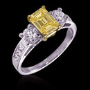 3.01 ct. Yellow canary diamonds 3-stone ring emerald