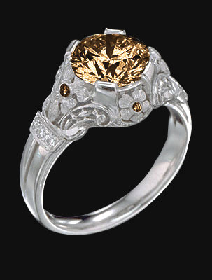 2.50 ct. champagne & white diamonds anniversary ring