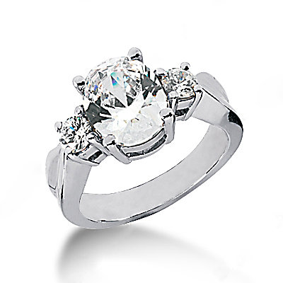 Diamond three stone ring 2.51 ct. gold engagement ring
