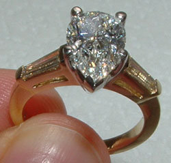 2.61 Ct. Diamonds pear cut ring two tone gold ring new