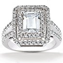 Big diamond ring emerald cut 2.79 ct. wedding ring gold