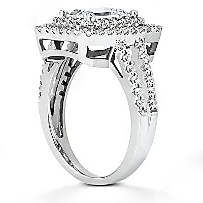 Big diamond ring emerald cut 2.79 ct. wedding ring gold