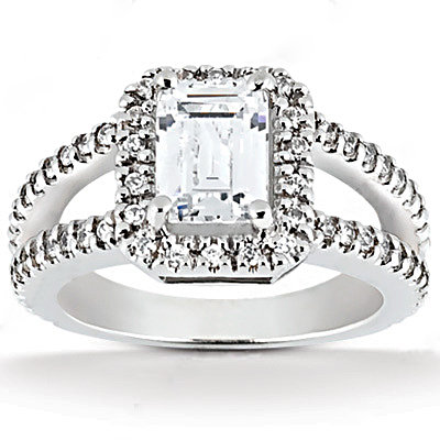 Big diamonds emerald cut engagement ring 2.71 Ct. gold