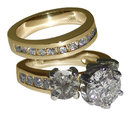 4.76 carats gold diamond ring and band set two tone NEW