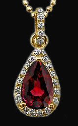 Red diamond pendant 3 carat pear cut diamonds pendant