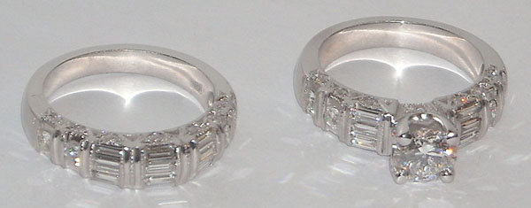 5.01 carats diamond bridal jewelry set ring and band