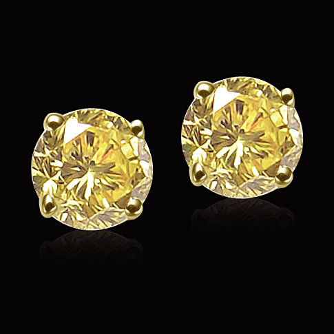 5.02 carats certified yellow diamonds stud earrings