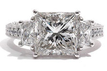 4.30 carat princess diamonds engagement ring 3 stone