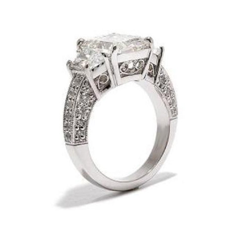 4.30 carat princess diamonds engagement ring 3 stone