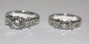Round diamonds engagment ring & band set gold white