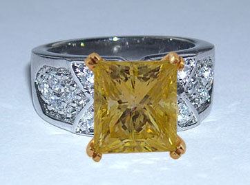 4 carats yellow canary DIAMOND ring antique look new