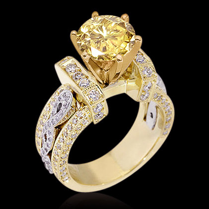 4.01 carat yellow canary diamonds engagement ring gold