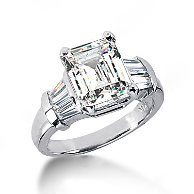Emerald cut diamonds ring 3.51 Ct. diamonds gold ring