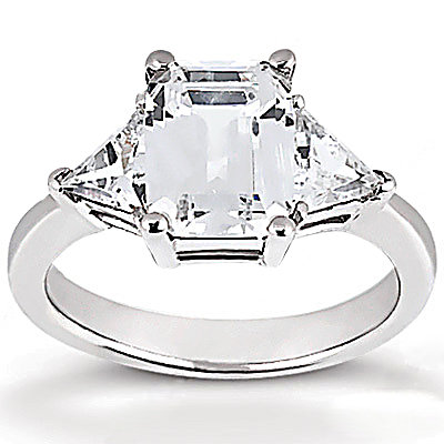 BIG RING 3.51 Ct. diamonds & gold emerald cut WEDDING