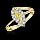 Yellow canary marquise diamonds ring 1.76 carats gold
