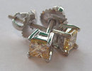 1.01 carat YELLOW CANARY DIAMOND stud earrings princess