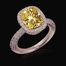 Cushion cut yellow diamonds engagement ring 4 carats