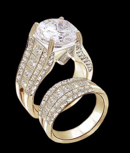 5.01 ct. diamonds engagement ring band set gold new