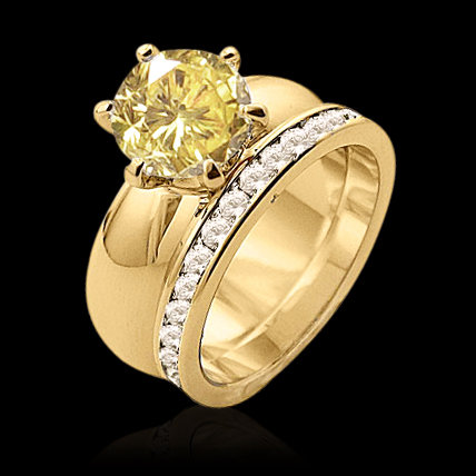 4 ct. fancy yellow diamonds engagement ring band set