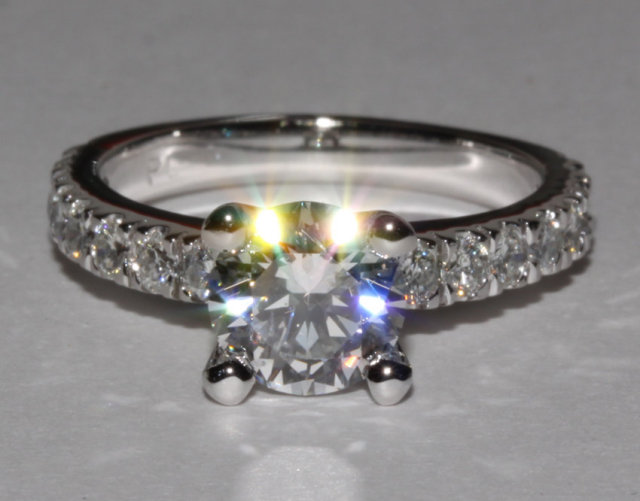 2.40 Ct. WHITE GOLD diamond engagement ring accents
