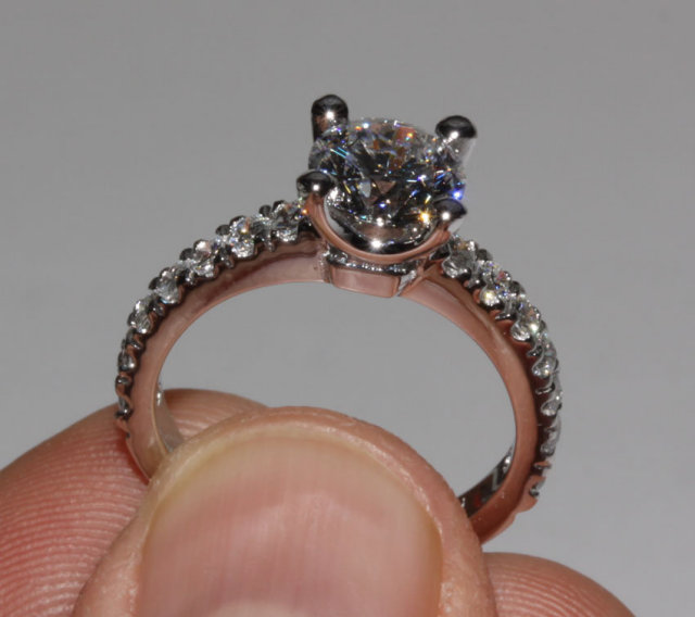 2.40 Ct. WHITE GOLD diamond engagement ring accents