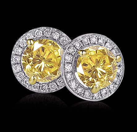 Stud earrings Certified yellow diamonds 11 ct. ear ring