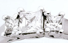 DIAMOND engagement RING PLATINUM PRINCESS CUT 3 STONE