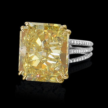 4.50 carat radiant cut yellow canary diamonds ring gold