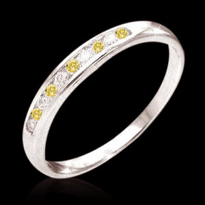 0.50 carat natural yellow canary white diamonds band