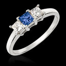 1.00 carat princess cut blue diamonds 3- stone ring new