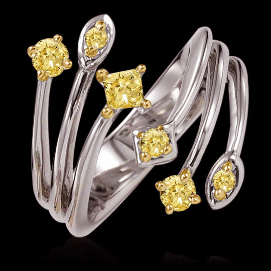 1 carat certified yellow canary diamonds ring gold new