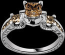 2.10 ct. Champagne princess diamonds ring 3 stone style