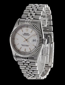 Mens datejust rolex SS white dial stick stainless steel