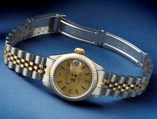 Ladies ROLEX date just watch champagne dial stick rolex