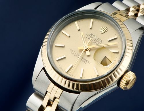 Ladies ROLEX date just watch champagne dial stick rolex