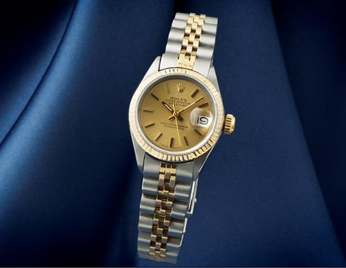 Ladies ROLEX date just watch champagne dial stick rolex
