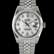 Rolex date just mens watch with diamond hour markers