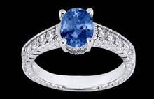 1.75 carats oval cut white blue diamonds ring new gold