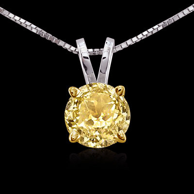 Yellow canary diamond solitaire pendant 1.01 ct. gold