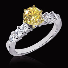 2.51 carat yellow canary & white diamonds ring 14K gold